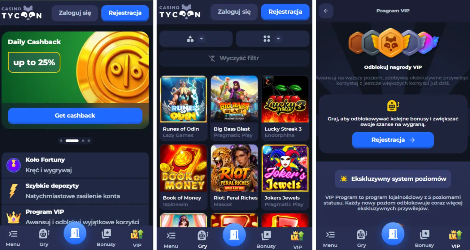 tycoonwin casino przeglądarka mobilna